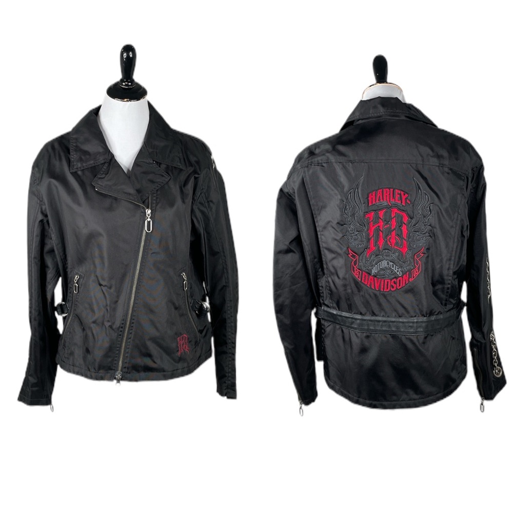Harley Davidson Nylon Biker Jacket, Black, Red, X-Large